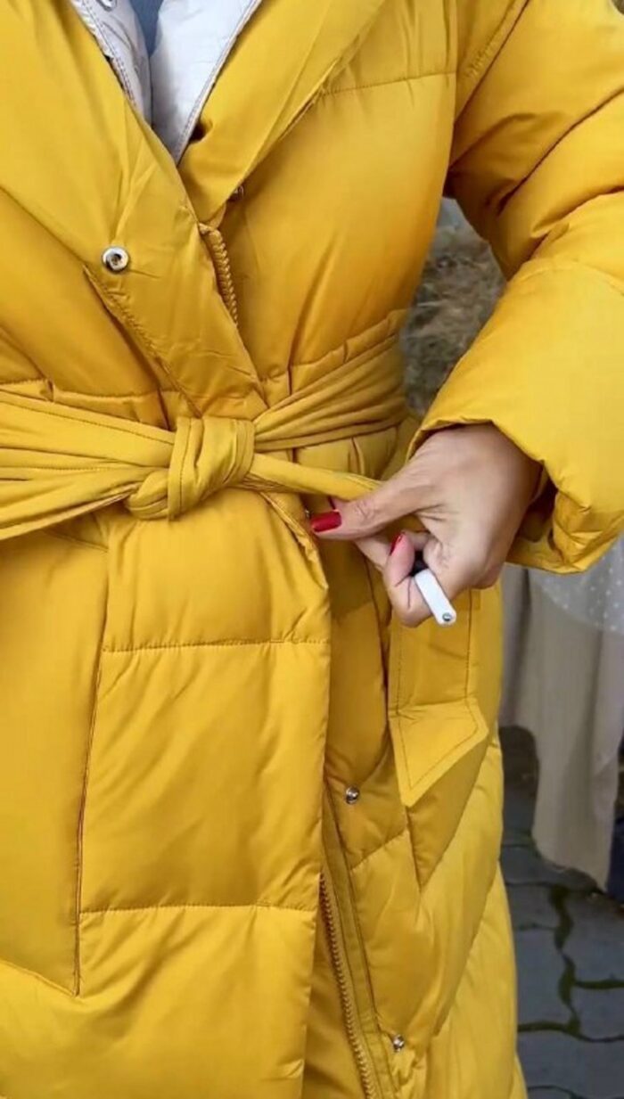 Пуховик женский 3133(желтый/молочный) — изображение 2