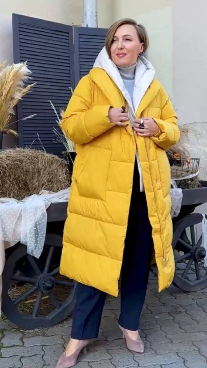 Пуховик женский 3133(желтый/молочный) — изображение 3