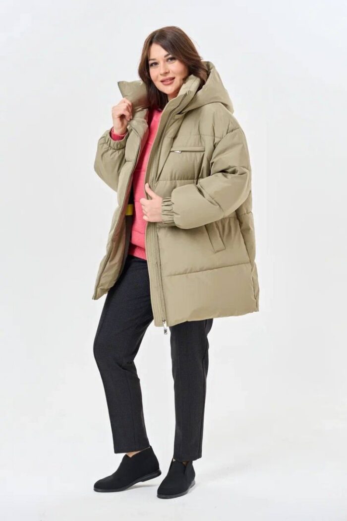 Пуховик женский 3290-1 ( серо- зеленый) — изображение 3