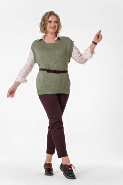 Брюки женские с высокой посадкой и стрелками зауженные La Diano