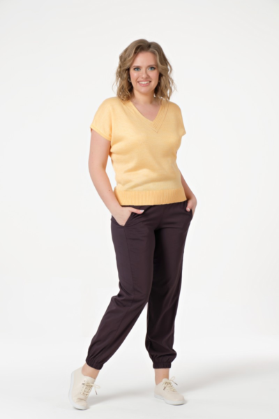 Брюки бананы женские свободные с резинкой внизу La Diano