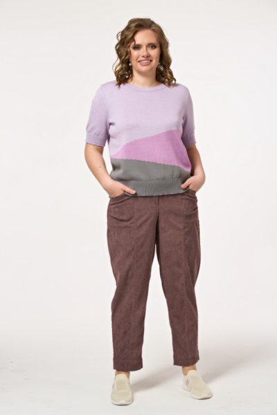 Брюки бананы коричневые свободного кроя с поясом резинкой La Diano