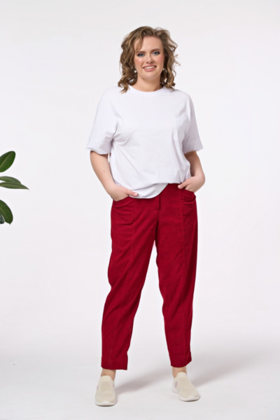 Брюки бананы женские с поясом на резинке свободные La Diano