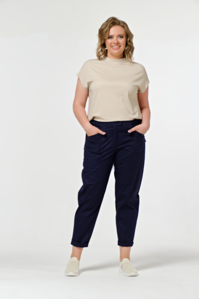 Брюки бананы женские свободные с резинкой на поясе La Diano