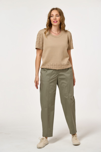 Брюки бананы свободного кроя с резинкой в поясе хлопок La Diano