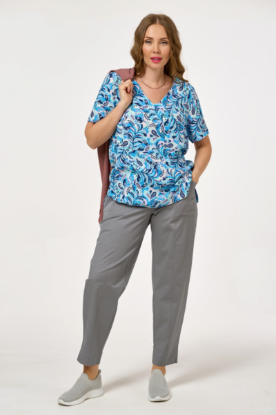 Брюки бананы женские серые свободного кроя с поясом резинкой La Diano