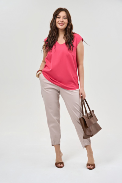 Брюки женские зауженные с резинкой бежевые до щиколотки La Diano