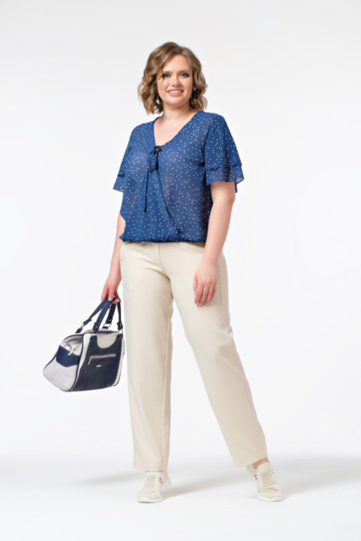 Льняные брюки свободного кроя с лампасами бежевые La Diano