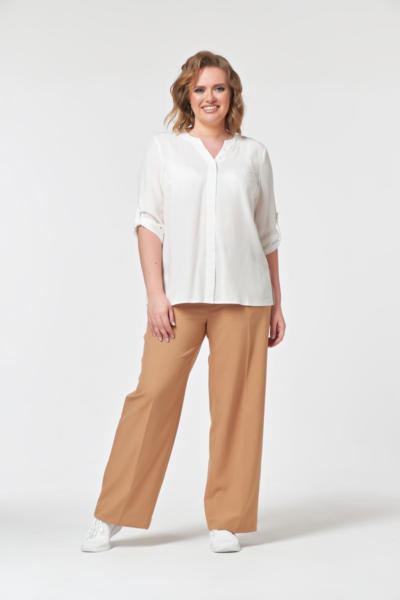 Льняные брюки прямого силуэта с высокой посадкой и карманами La Diano