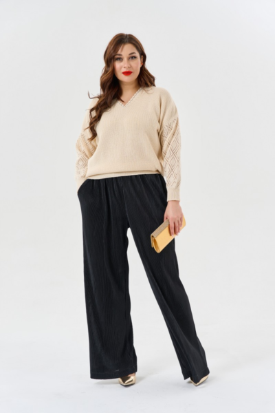 Черные прямые брюки свободного кроя с карманами La Diano