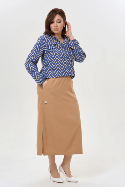 Льняная юбка макси прямого силуэта с поясом на резинке La Diano