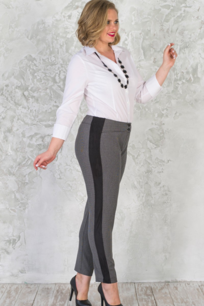 Зауженные брюки с лампасами укороченные женские классические La Diano