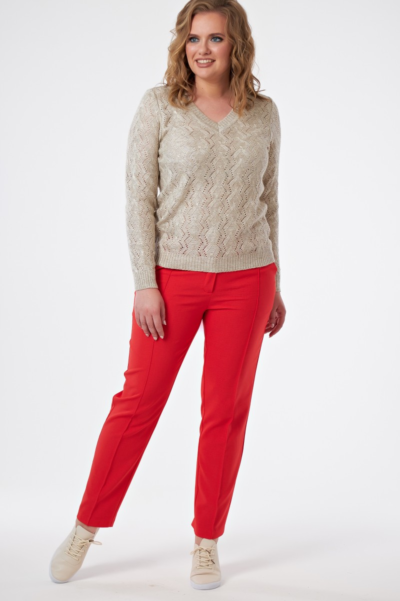 Джемпер ажурной вязки с V-вырезом женский трикотажный La Diano