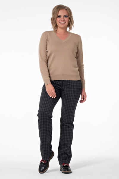 Джемпер с V-образным вырезом прямого силуэта трикотажный La Diano