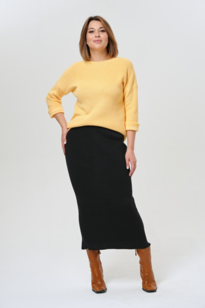 Вязаная юбка миди прямого силуэта с поясом на резинке La Diano