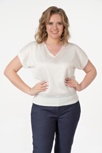 Вязаный джемпер с V-образным вырезом прямого силуэта La Diano