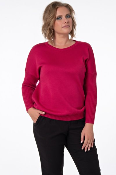 Джемпер женский вязаный с декоративными рукавами прямого силуэта La Diano