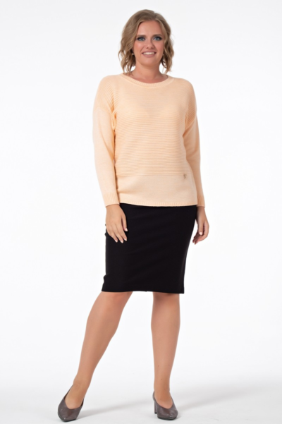 Джемпер женский вязаный прямого силуэта персиковый La Diano