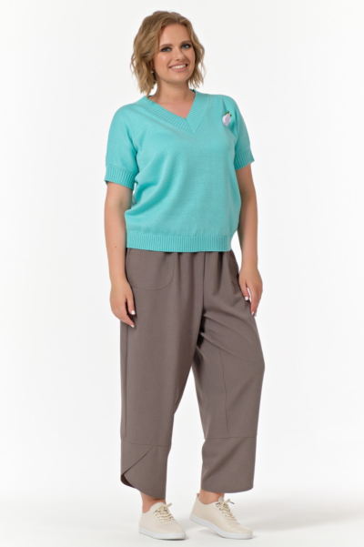 Джемпер вязаный хлопковый с V-вырезом прямого силуэта La Diano