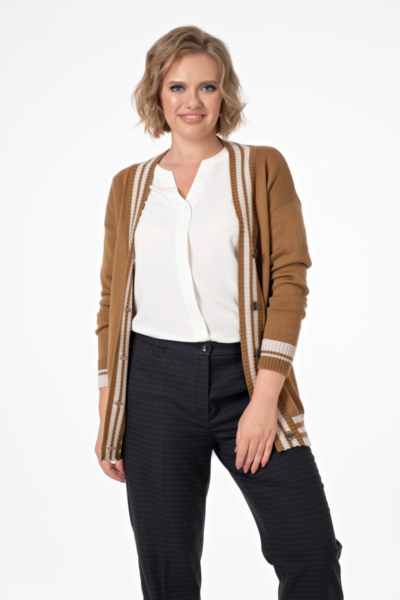 Вязаный кардиган прямого силуэта с V-образным вырезом La Diano