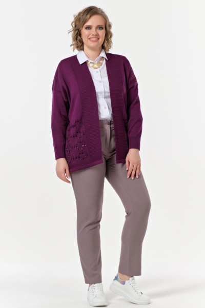 Кардиган вязаный прямого силуэта длина до бедер открытого типа La Diano