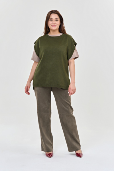 Вязаный жилет удлиненный прямого силуэта с круглым вырезом La Diano