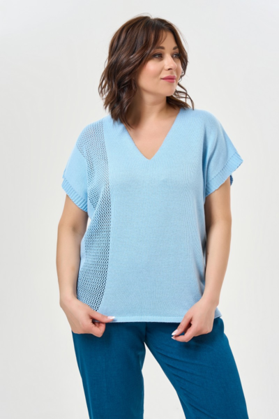 Вязаный джемпер с V-вырезом прямого силуэта из хлопка La Diano