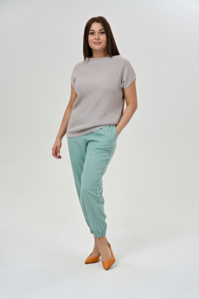 Джемпер вязаный паутинка с воротником полустойка серый La Diano