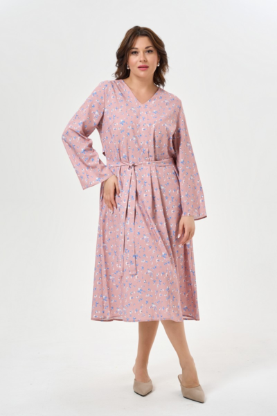 Свободное платье с поясом и V-образным вырезом La Diano