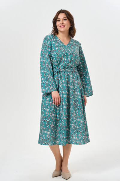 Платье свободного кроя с поясом для офиса и повседневной носки La Diano