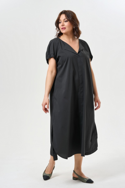 Свободное платье с карманами и разрезами для офиса La Diano