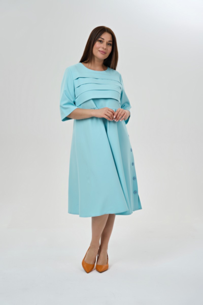 Голубое платье трапеция со складками для праздника La Diano