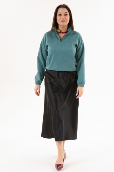 Блузка из замши с воротником стойка больших размеров La Diano