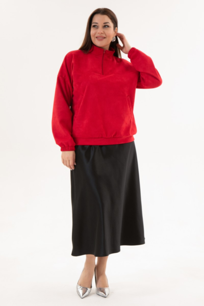 Блузка из искусственной замши с воротником-стойкой больших размеров La Diano