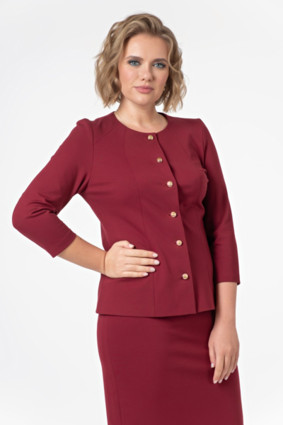 Классический приталенный жакет на пуговицах бордовый La Diano
