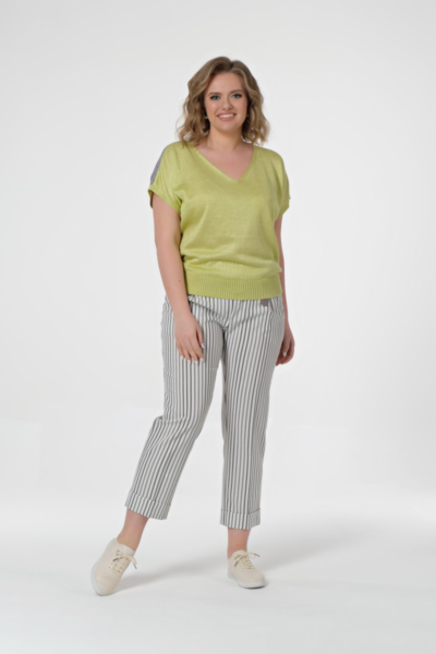 Брюки женские свободные укороченные с поясом резинкой La Diano