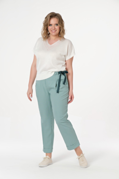 Брюки женские свободные с поясом завязкой больших размеров La Diano