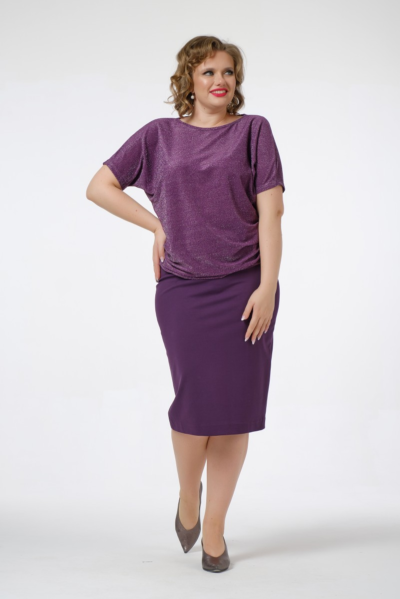 Блузка с металлизированной нитью фиолетовая нарядная La Diano