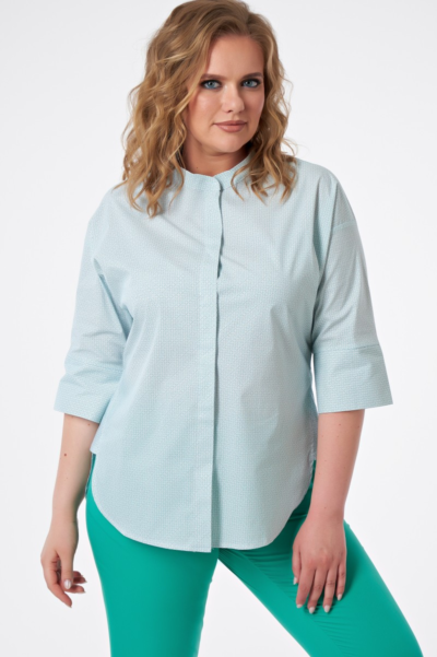 Рубашка хлопковая свободного силуэта женская с рукавом три четверти La Diano