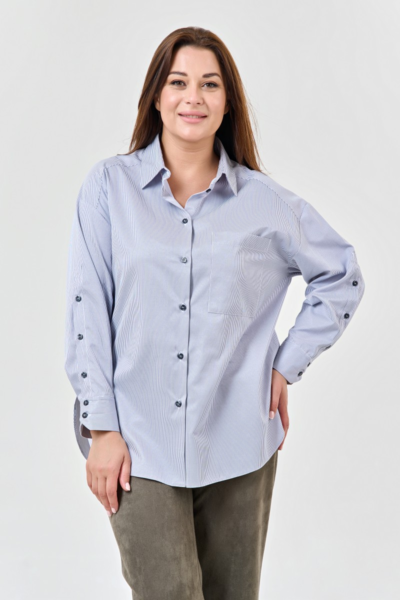 Блузка свободного силуэта в полоску с длинным рукавом La Diano