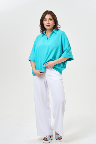 Блузка свободная льняная с рукавом три четверти La Diano