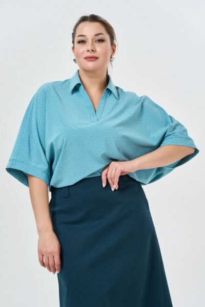 Блузка свободного силуэта с рукавом три четверти в горошек La Diano