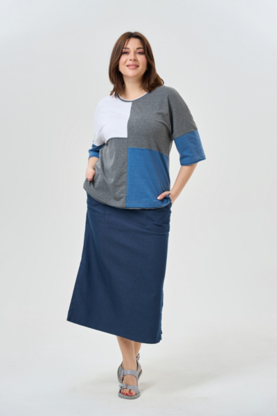 Блузка трикотажная с цветными блоками женская повседневная La Diano