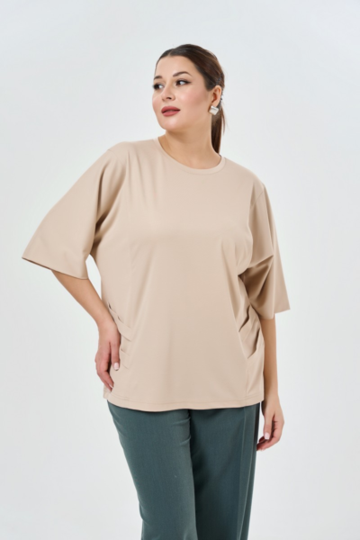 Блузка свободная из вискозы с декоративными элементами по бокам La Diano