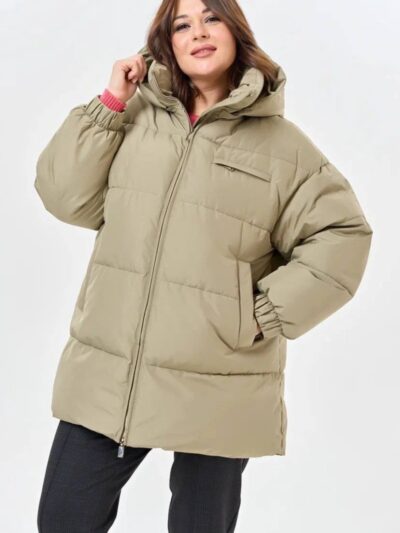 Пуховик женский 3290-1 ( серо- зеленый)