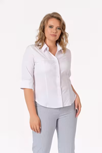 Блузка женская классическая с рукавом 3/4 полуприлегающая