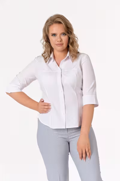 Блузка женская классическая с рукавом 3/4 полуприлегающая