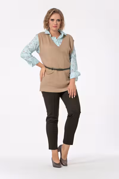 Брюки с высокой посадкой и стрелками деловые прямые