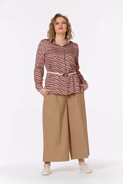 Брюки женские прямые средняя посадка с фигурным поясом