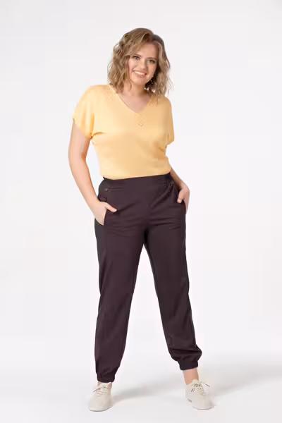 Брюки бананы женские свободные с резинкой внизу